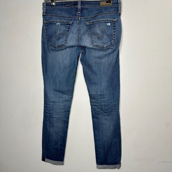 Revolve AG Flyaway The Stilt Cigarette Roll-Up Medium Wash Distressed Jean 27 - Picture 4 of 11